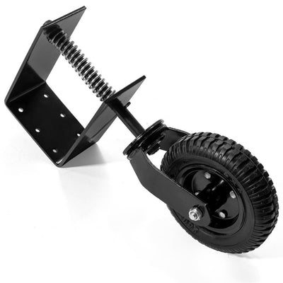 8 in. Black Heavy-Duty Spring-Loaded Gate Caster with Adjustable Bracket and 200 lbs. Load Rating - Super Arbor