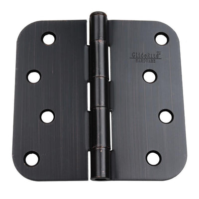 4 in. Oil Rubbed Bronze Steel Door Hinge Square and 5/8 in. Corner Radius with Screws (12-Pack) - Super Arbor