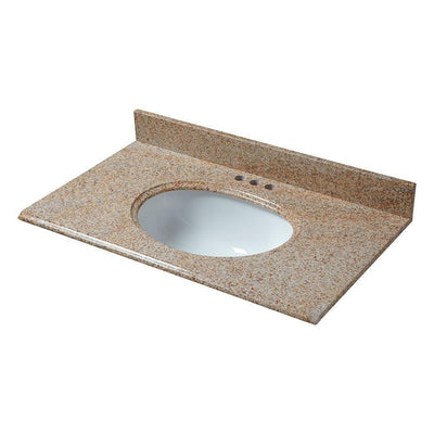 31 in. x 22 in. Granite Vanity Top in Beige with White Bowl and 4 in. Faucet Spread - Super Arbor