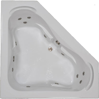 60 in. Acrylic Corner Drop-in Whirlpool Bathtub in White - Super Arbor