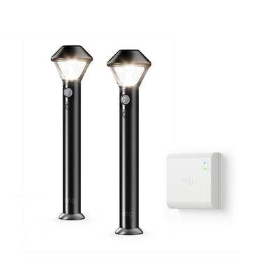 Smart Lighting 2-Watt Equivalent LED Black Motion Activated Outdoor Battery Path Area Light with Smart Lighting Bridge - Super Arbor