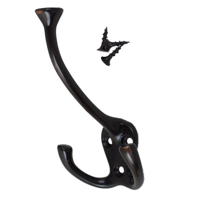 4-1/2 in. x 2-1/2 in. Oil Rubbed Bronze Large Robe/Coat/Hat Tri-Hooks (10-Pack) - Super Arbor