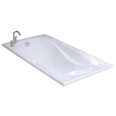 Velvet 66 in. Acrylic End Drain Rectangular Drop-in Soaking Bathtub in White - Super Arbor