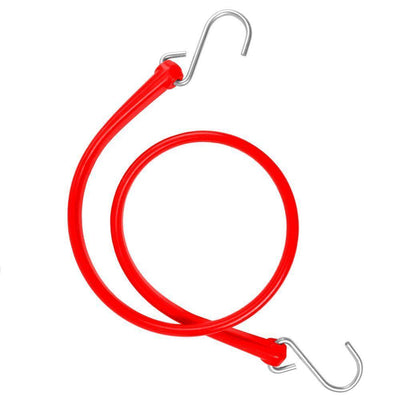 31 in. Polyurethane Bungee Strap with Stainless Steel S-Hooks (Overall Length: 36 in.) in Red - Super Arbor