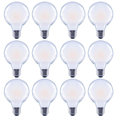 EcoSmart 60-Watt Equivalent G25 Globe Dimmable Frosted Glass Filament Vintage Style LED Light Bulb Daylight (12-Pack) - Super Arbor