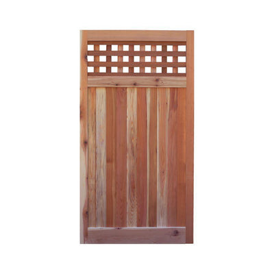 3 ft. x 6 ft. Western Red Cedar Flat Top Checker Lattice Fence Gate - Super Arbor