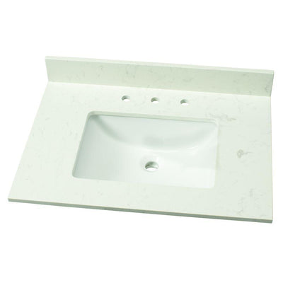 31 in. W Engineered Marble Single Vanity Top in Vanilla Sky with White Sink - Super Arbor