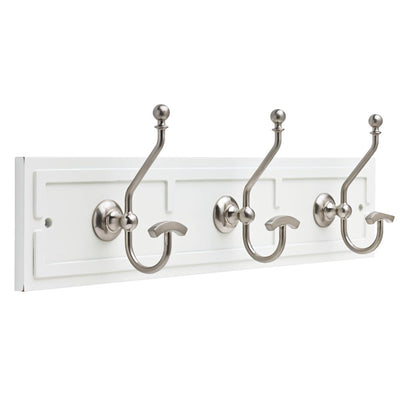 Wardrobe 22 in. White and Satin Nickel Hook Rack - Super Arbor