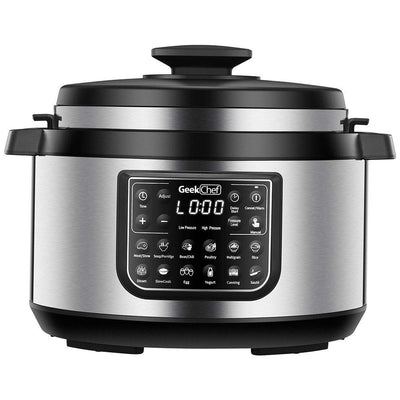 8 Qt. Stainless Steel 12-in-1 Multiuse Programmable Electric Pressure Cooker with Non-Stick Pot and Cool-Touch Handles - Super Arbor