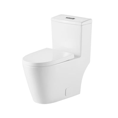 1-Piece Dual Flush 1.2 GPF/0.8 GPF Elongated High Efficiency Skirted Toilet All-in-One Toilet in White Seat Included - Super Arbor
