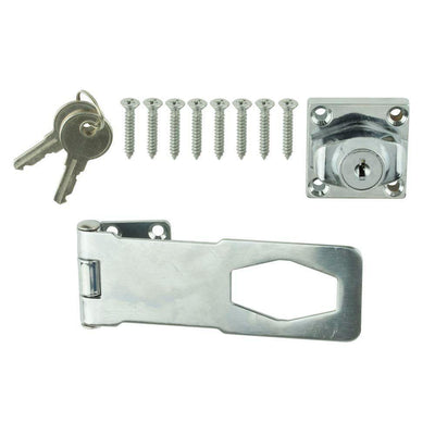 4-1/2 in. Chrome Key Locking Hasp - Super Arbor