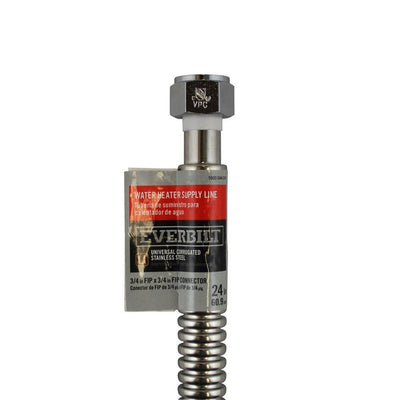 3/4 in. FIP x 3/4 in. FIP x 24 in. Stainless Steel Corrugated Water Connector - Super Arbor