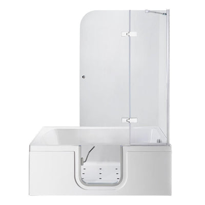 Laydown 60 in. Walk-in Air Bath Bathtub in White with RHS Hinged Middle Glass Door, Glass Door Screen, 2 in. RHS Drain - Super Arbor