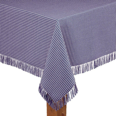 Homespun Fringed 60 in. x 84 in. Marine 100% Cotton Tablecloth - Super Arbor