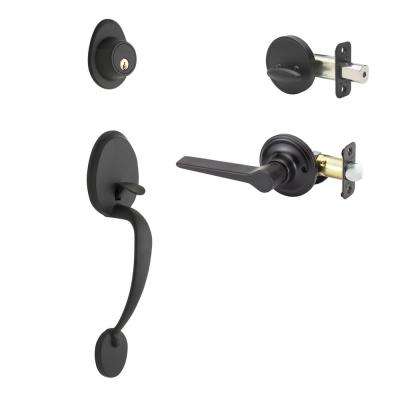 Schlage 
    Addison Matte Black Dummy Door Handleset with Alexandria Glass Door Knob and Alden Trim - Super Arbor