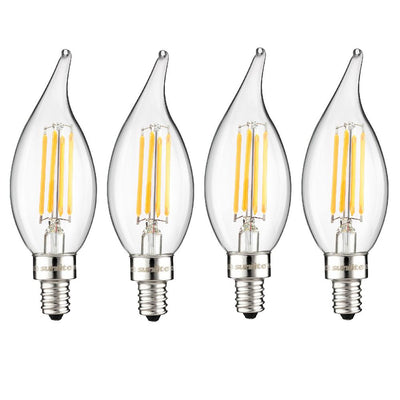 Sunlite 40-Watt Equivalent CA11 Dimmable Clear Filament Chandelier LED Light Bulb in Warm White, 2700K (4-Pack) - Super Arbor
