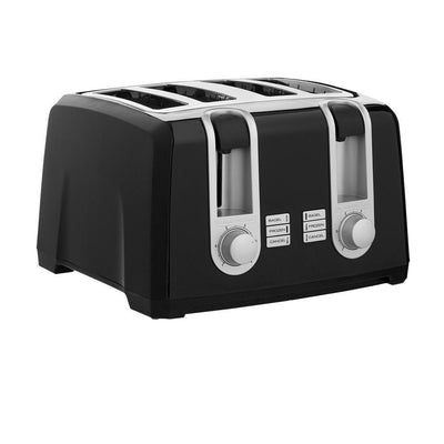 4-Slice Black Extra-Wide Slot Toaster with Browning Control - Super Arbor