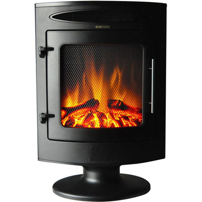 20 in. Freestanding Electric Fireplace 1500-Watt with Log Display in Black - Super Arbor