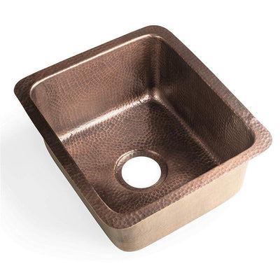 Monarch Dual Mount Pure Copper Hand Hammered 17 in. Highball Single Bowl Bar Prep/Kitchen Sink - Super Arbor