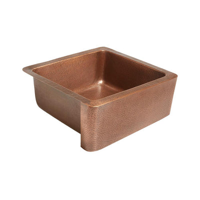 Monet Farmhouse Apron Front Handmade Pure Solid Copper 25 in. Single Bowl Kitchen Sink in Antique Copper - Super Arbor