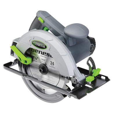 13 Amp 7-1/4 in. Circular Saw with Metal Lower Guard, Spindle Lock, 24T Blade, Rip Guide and Blade Wrench - Super Arbor