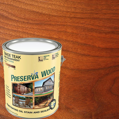 Preserva Wood 1 Gal. Semi-Transparent Oil-Based Tahoe Teak Exterior Wood Stain - Super Arbor