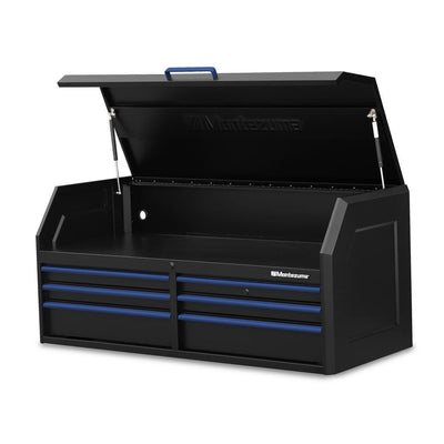 56 in. x 24 in. 6-Drawer Tool Top Chest in Black and Blue - Super Arbor