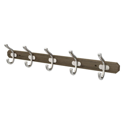 24 in. Graywash and Satin Nickel Hook Rack - Super Arbor