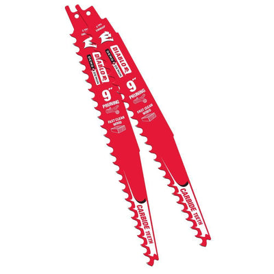 9 in. Carbide Pruning and Clean Wood Cutting Reciprocating Saw Blade (2-Pack) - Super Arbor