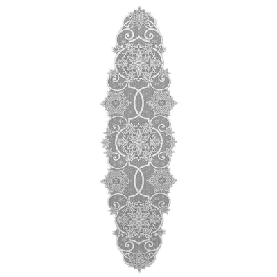 Snowflake 19 in. W x 65 in. L White Floral Polyester Table Runner - Super Arbor