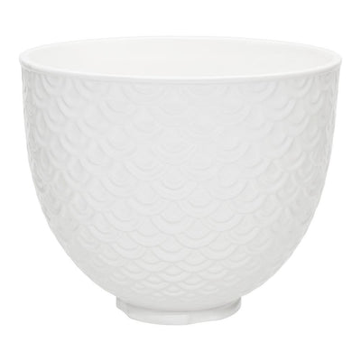 5 Qt. White Mermaid Lace Textured Ceramic Bowl - Super Arbor