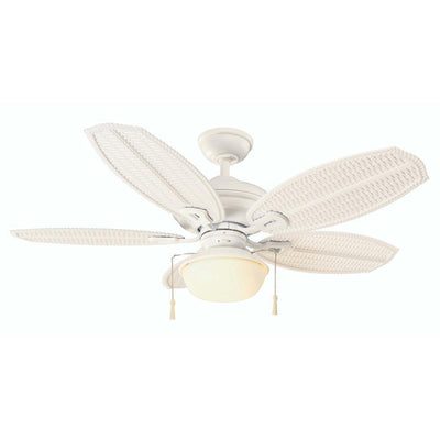 Hampton Bay Palm Beach III 48 in. LED Indoor/Outdoor Matte White Ceiling Fan