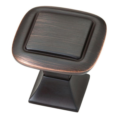 Southampton 1-1/4 in. (32mm) Bronze with Copper Highlights Double Square Cabinet Knob - Super Arbor