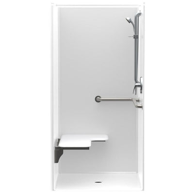 Accessible AcrylX 36 in. x 36 in. x 75 in. 1-Piece Shower Stall with Left Seat & Center Drain in White - Super Arbor