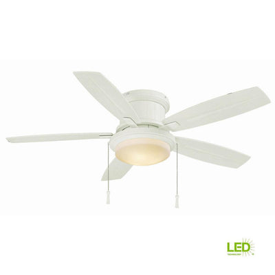 Hampton Bay Roanoke 48 in. LED Indoor/Outdoor Matte White Ceiling Fan 1002719631