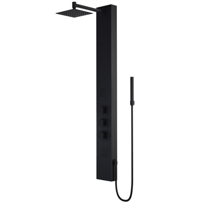 Kingsley 55.125 in. 2-Jet High Pressure Shower System with Fixed Rainhead and Handheld Dual Shower in Matte Black - Super Arbor