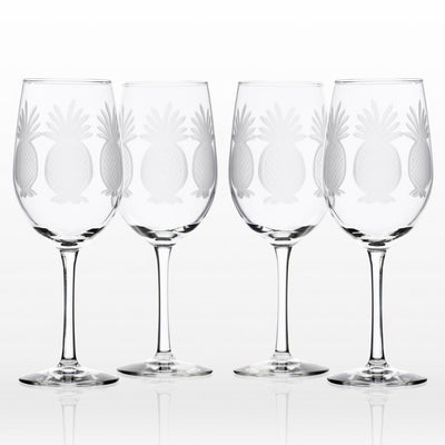 Pineapple 12 oz. Clear White Wine Glass (Set of 4) - Super Arbor