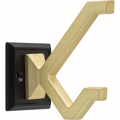 2-1/5 in. Matte Black and Brushed Brass Modern Deco Wall Hook - Super Arbor