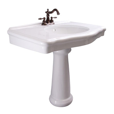 Barclay Products Anders Pedestal Sink Combo in White with 4 in. Centerset Faucet Holes - Super Arbor