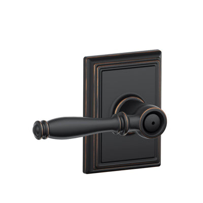 Birmingham Aged Bronze Privacy Bed/Bath Door Lever with Addison Trim - Super Arbor