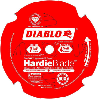 7-1/4 in. x 4-Teeth Polycrystalline Diamond (PCD) Tipped James Hardie/Fiber Cement Saw Blade - Super Arbor