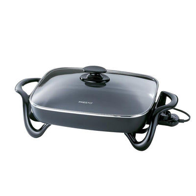 16 in. Black Non-Stick Electric Skillet with Lid - Super Arbor