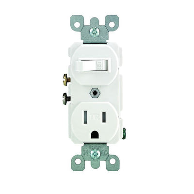 15 Amp Tamper-Resistant Combination Switch and Outlet, White - Super Arbor