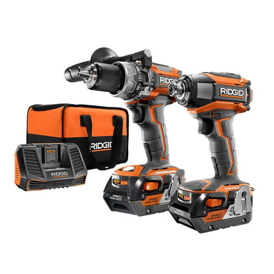 18-Volt Lithium-Ion Cordless Brushless Hammer Drill and Impact Driver 2-Tool Combo Kit with (2) 4.0Ah Batteries, Charger - Super Arbor