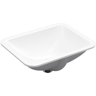 KOHLER Caxton Undermount Rectangular Bathroom Sink with Overflow and Clamp Assembly in White - Super Arbor