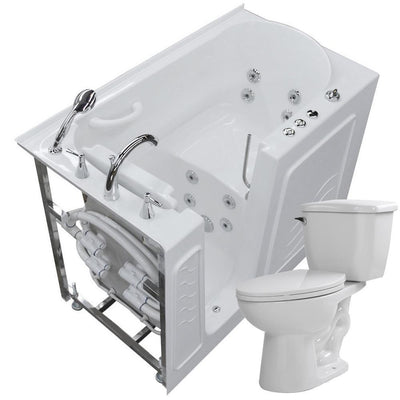 52.75 in. Walk-In Whirlpool Bathtub in White with 1.28 GPF Single Flush Toilet - Super Arbor