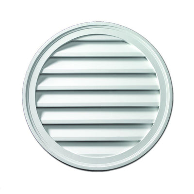 24 in. x 24 in. Round White Polyurethane Weather Resistant Gable Louver Vent - Super Arbor