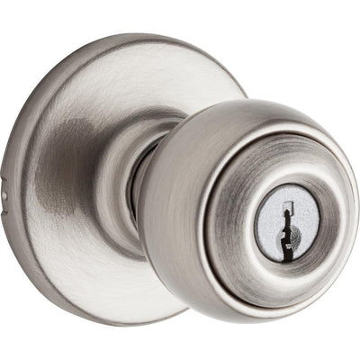 Polo Satin Nickel Keyed Entry Door Knob Featuring Microban Antimicrobial Technology - Super Arbor