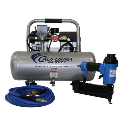 2.0 Gal. 1.0 HP Portable Electric Ultra Quiet, Oil-Free and Aluminum Air Tank Air Compressor with Nail Gun Kit - Super Arbor