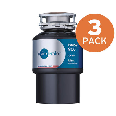 InSinkErator Badger 900 3/4 HP Continuous Feed Garbage Disposal (3-Pack) - Super Arbor